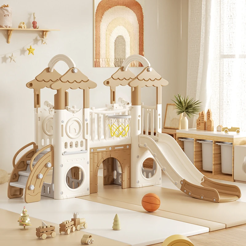 Baby Toys Children's Playground Indoor Big Climbing Frame Set Playhouse Plastic Home Double Slides for Kids - Image 12