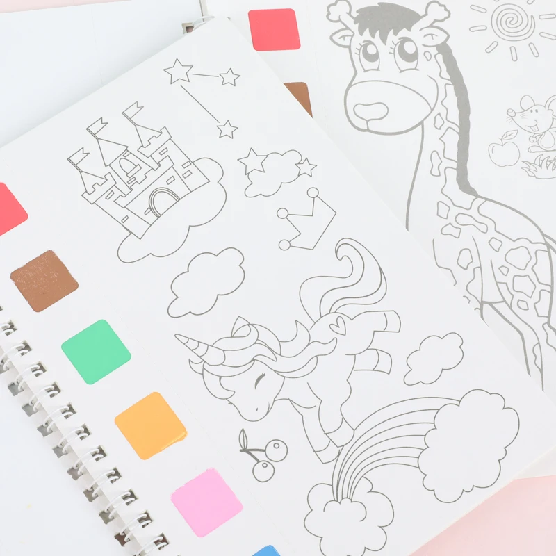 Watercolor Painting Books with Brush Set Kids Drawing Books Cheap Coloring Book for Children - Image 5