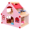 H0f726256ca984c73868a47eca2552a61S.webp Wooden Role Play Toys Kids Simulation Villa Set Wooden Portable Doll House Toys for Girls' Birthday Gift