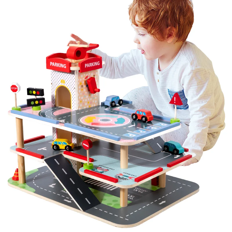 Factory Direct Sales Wooden Multilevel Parking Lot Toy Kids Early Educational Play Wooden Car Parking 2-7 Years - Image 2