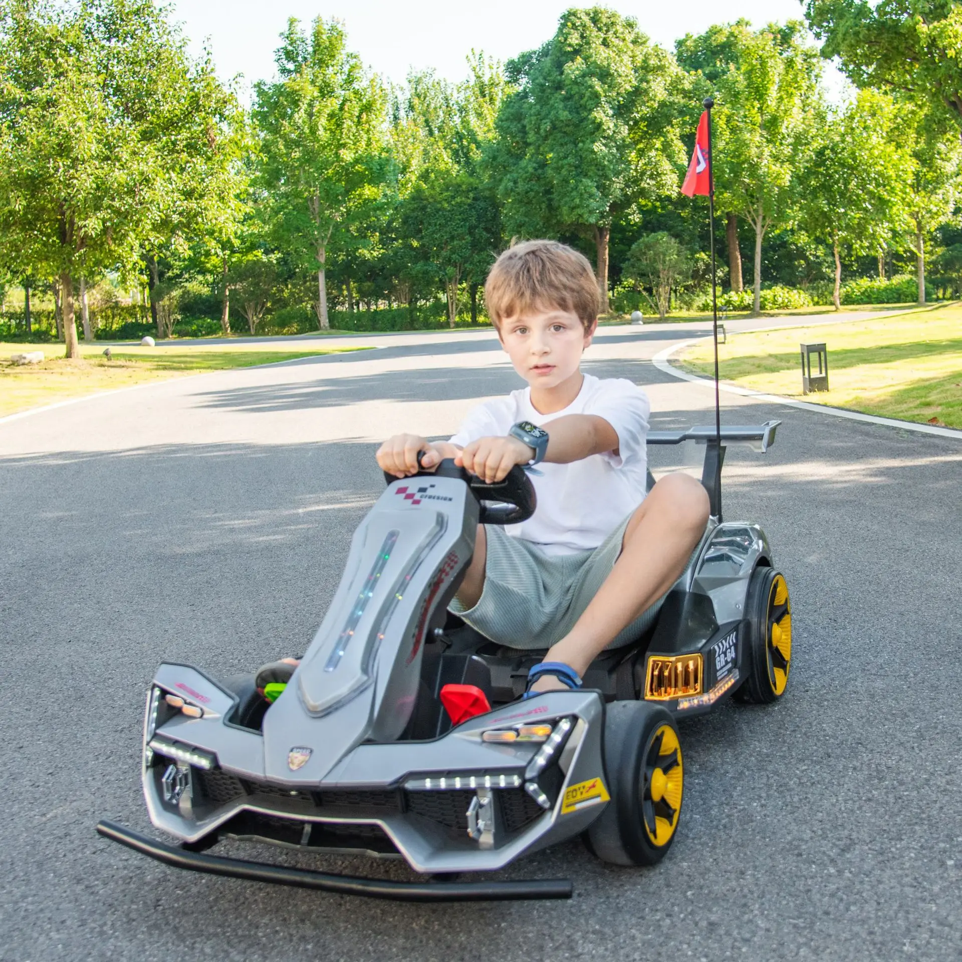 Boys & Girls Children's Electric Four-wheel Drift Ride on ABS Plastic Car Remote Control Rechargeable Toy for Ages 5-7 - Image 5
