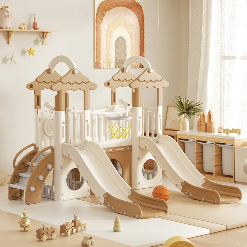 Baby Toys Children's Playground Indoor Big Climbing Frame Set Playhouse Plastic Home Double Slides for Kids - Image 14