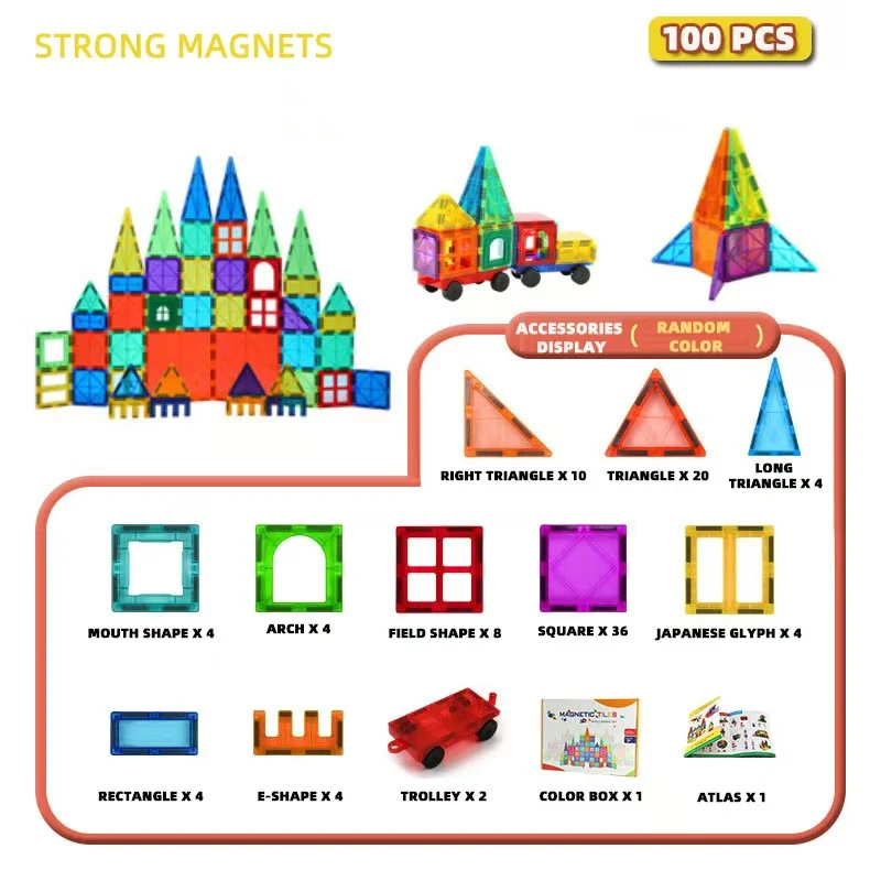 32PCS/64PCS/100pcs/120PCS 3D Magnetic Building Block Sets for Creative Open-Ended Play - Image 7