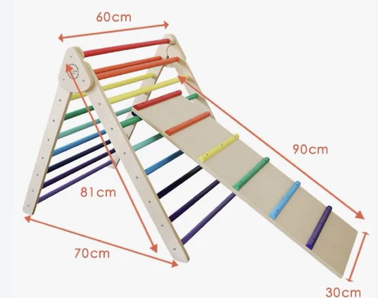Children's Indoor Outdoor Playground Play Foldable Exercise Kids Triangle Slide Ramp Grid Wooden Climbing Frame - Image 8