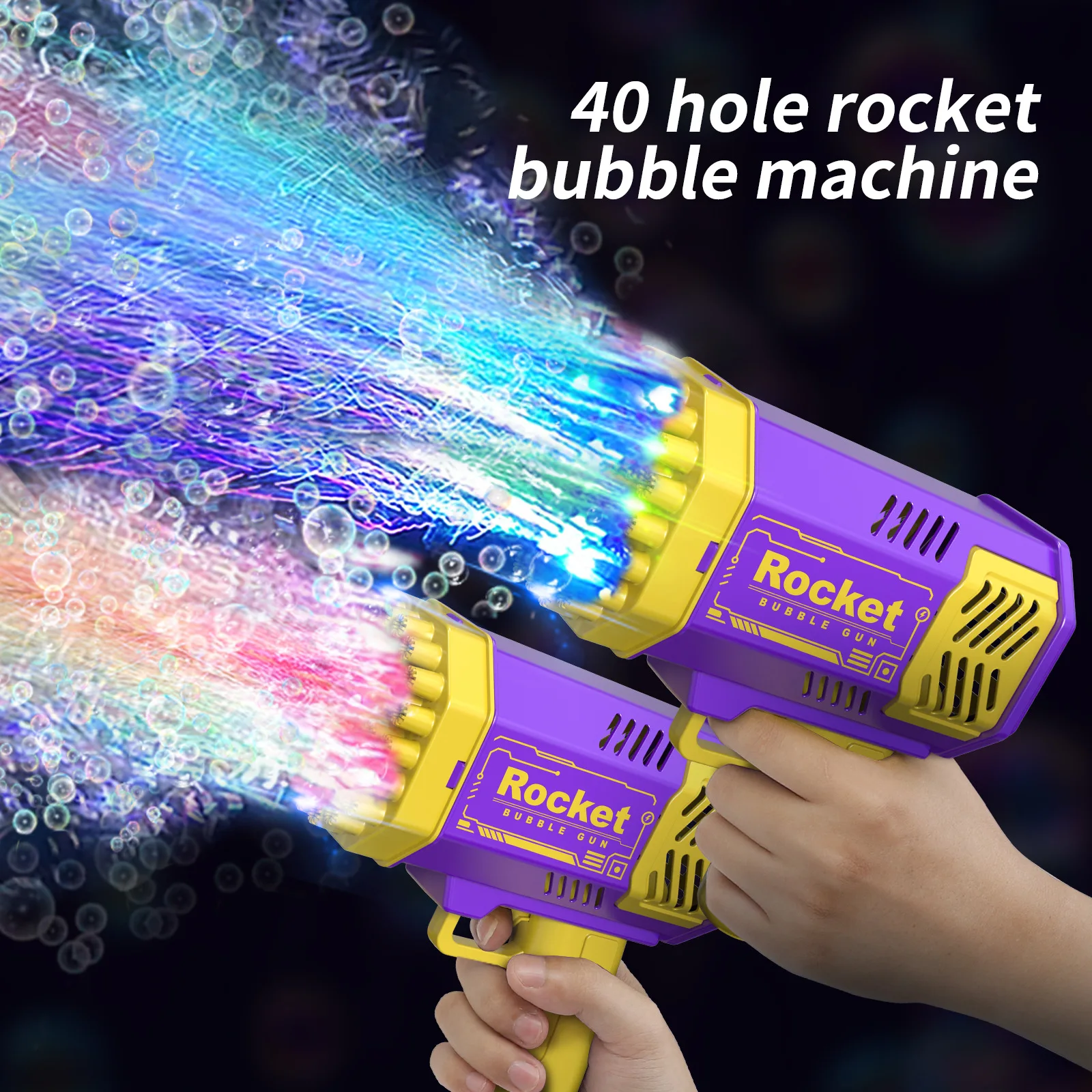Unisex Summer Outdoor Electric 40 Holes Rocket Automatic Soap Bubble Gun Machine ABS Toy Educational for Kids Years Made Plastic - Image 4