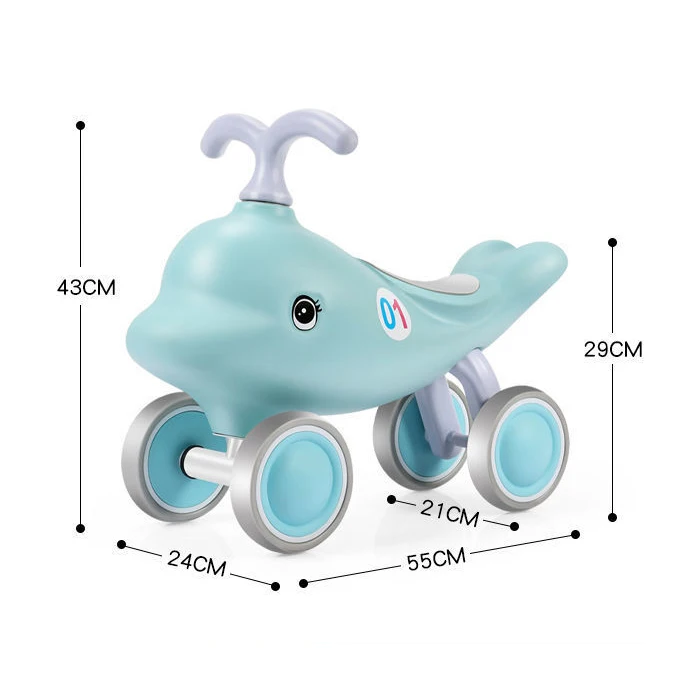 Child Cute Dolphin Ride on Walker Swing Toy Car Anti -Rollover Baby 4 Wheel Sliding Wiggle Twist Scooter - Image 6