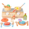 Early Educational Pretend Play Kitchen Utensils Set Interactive Wooden Toys for Parent-Child for Children's Play and Learning