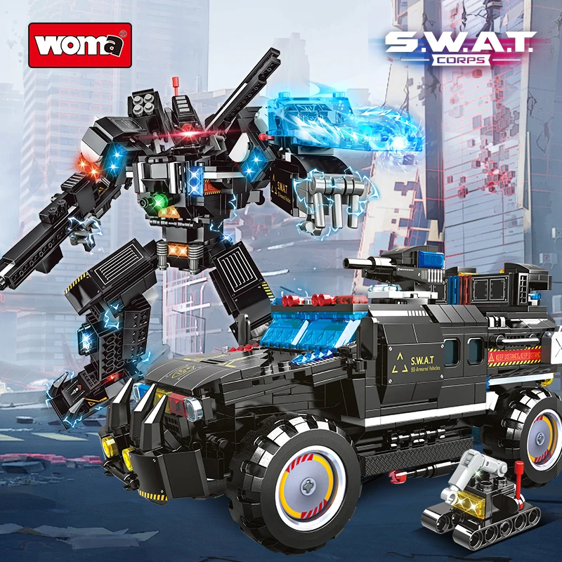 WOMA TOYS C5012 SWAT Model Mech Car Building Blocks Brick Set Transform Toy Play Set - Image 7