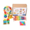 7 Pieces Montessori Collection Box Early Education Wooden Baby Intellectual Development Toys Music Funny Hand Knock Toy