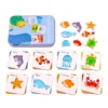 2020 New Design Guess who I Am Wooden Matching Puzzle Games for Kids Wooden Animal and Traffic Puzzles With Iron Box