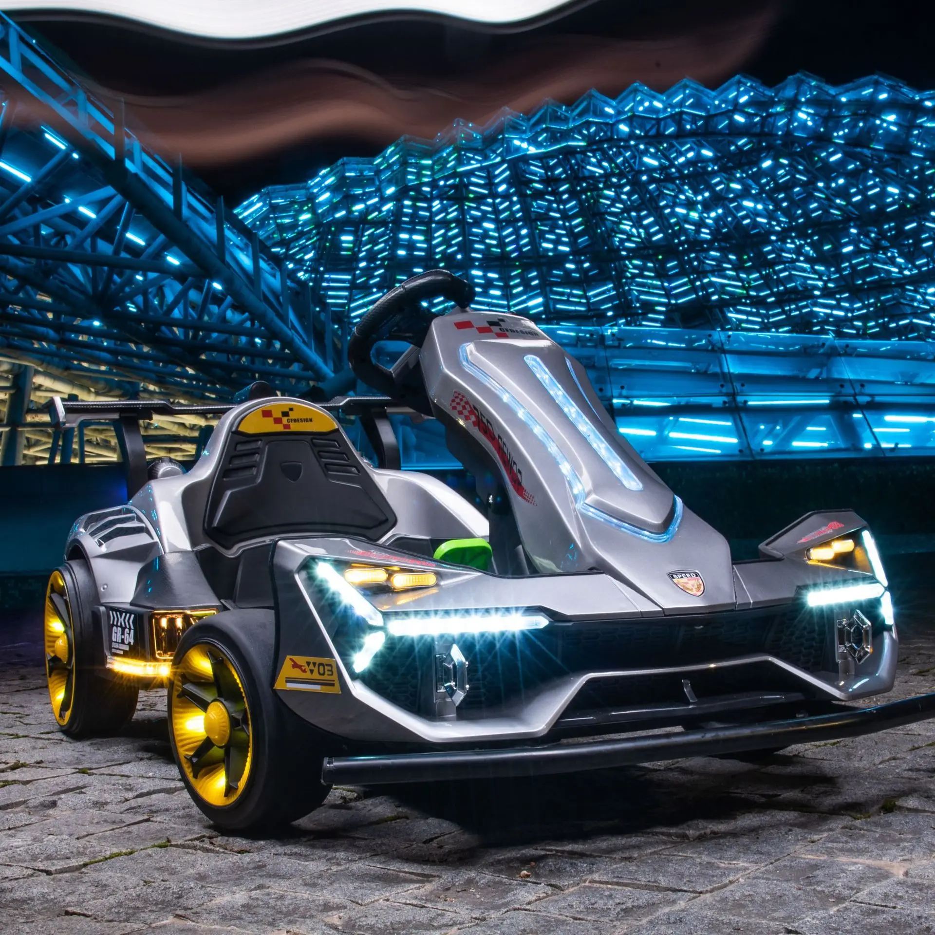 Boys & Girls Children's Electric Four-wheel Drift Ride on ABS Plastic Car Remote Control Rechargeable Toy for Ages 5-7 - Image 8