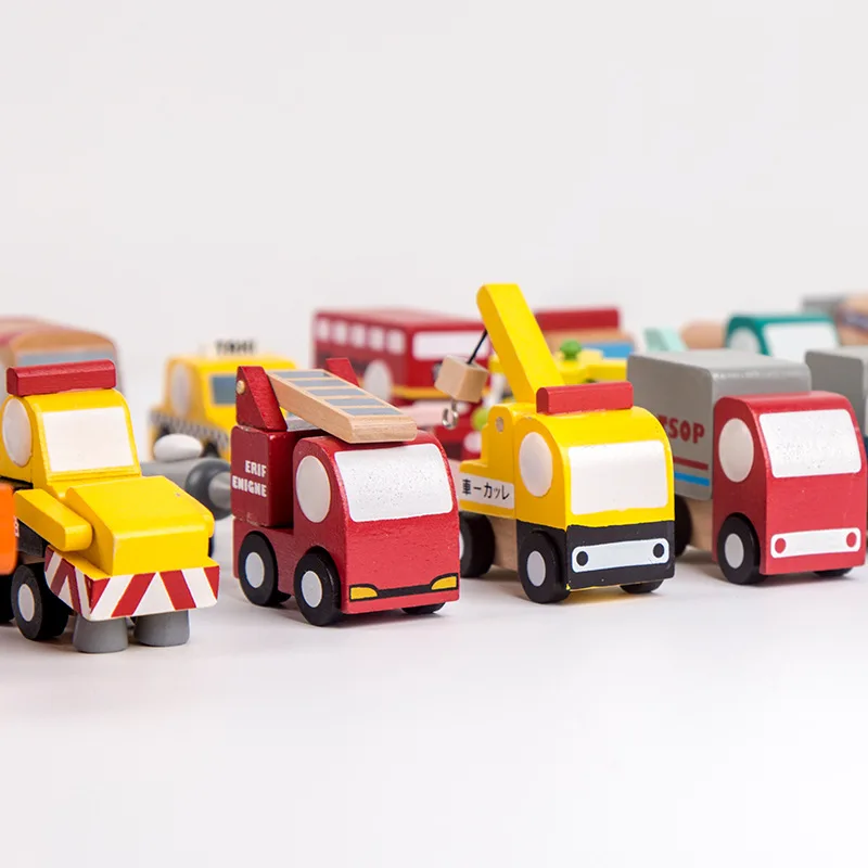 12pcs Mini Wooden Vehicle Model Educational Play Truck Set for Kids Toddlers Babies Push Car Toys - Image 4