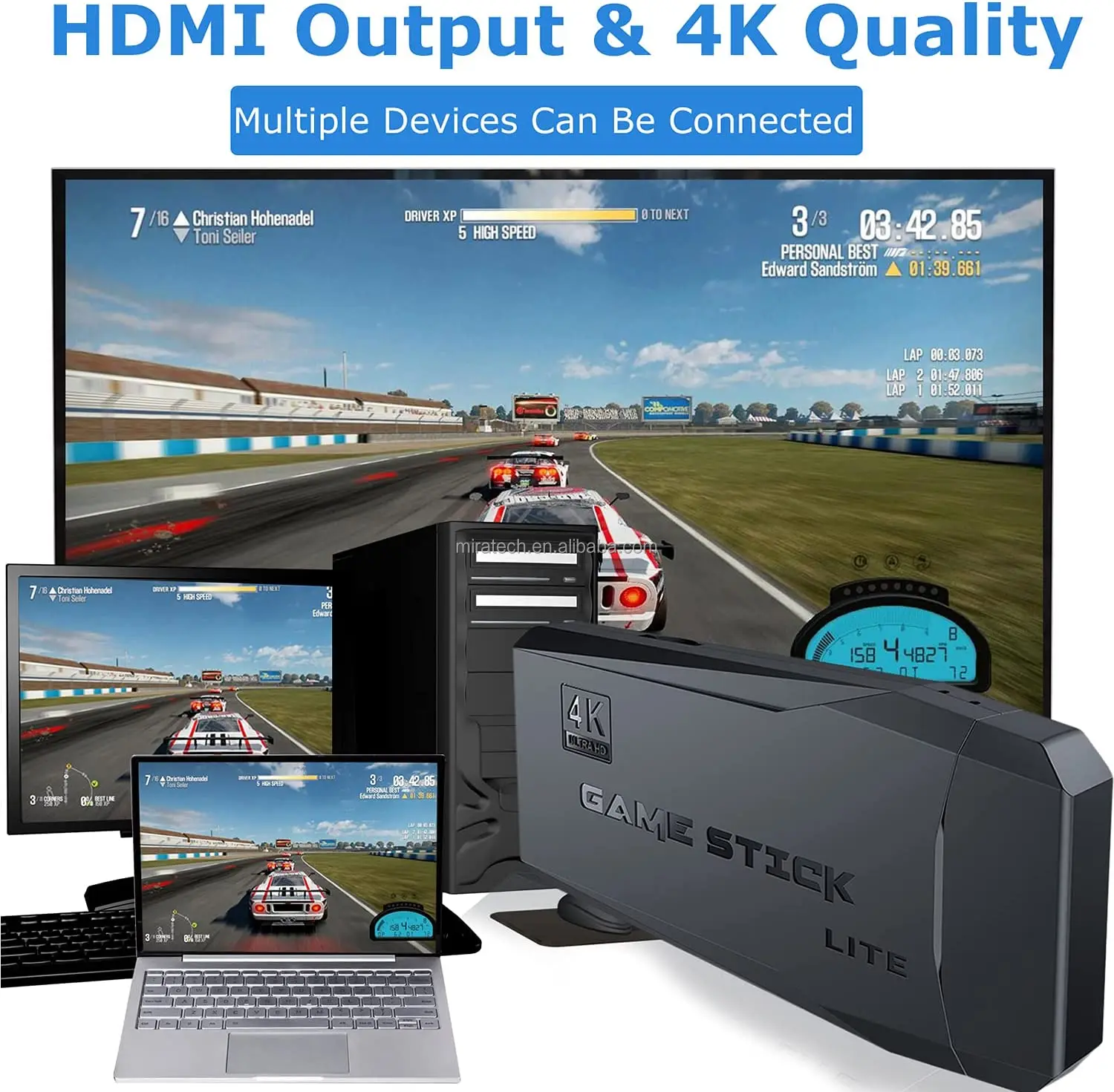 M8 Retro HD 4K TV Video Game Stick with 20000 Preloaded Games and Two Wireless Controllers for Kids & Adults to Play at Home - Image 2