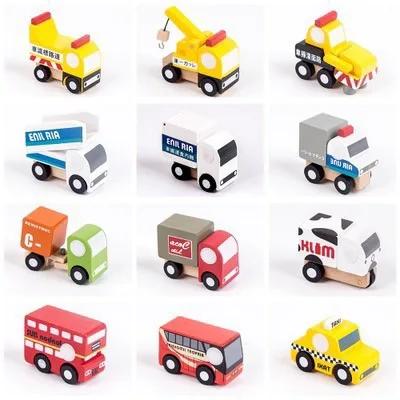 12pcs Mini Wooden Vehicle Model Educational Play Truck Set for Kids Toddlers Babies Push Car Toys - Image 8