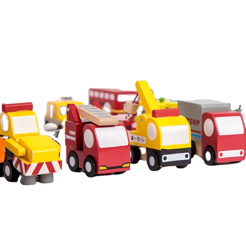 12pcs Mini Wooden Vehicle Model Educational Play Truck Set for Kids Toddlers Babies Push Car Toys - Image 2