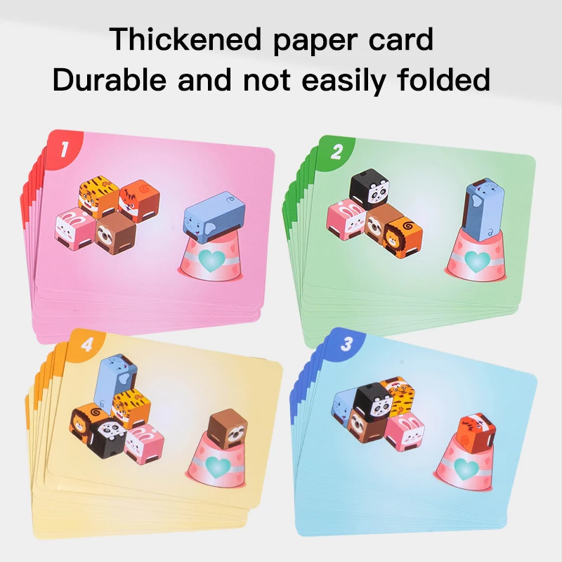 Children Wooden Building Blocks Toy 3D Mirror Zoo Wooden Puzzle Game Kids Logical Thinking Educational Wooden Toys - Image 3