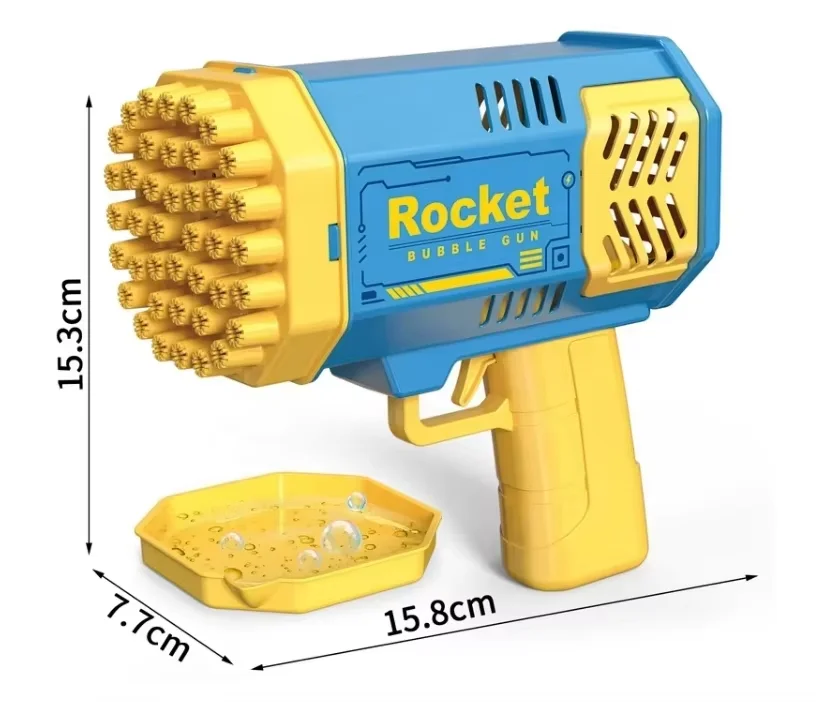 Unisex Summer Outdoor Electric 40 Holes Rocket Automatic Soap Bubble Gun Machine ABS Toy Educational for Kids Years Made Plastic - Image 8