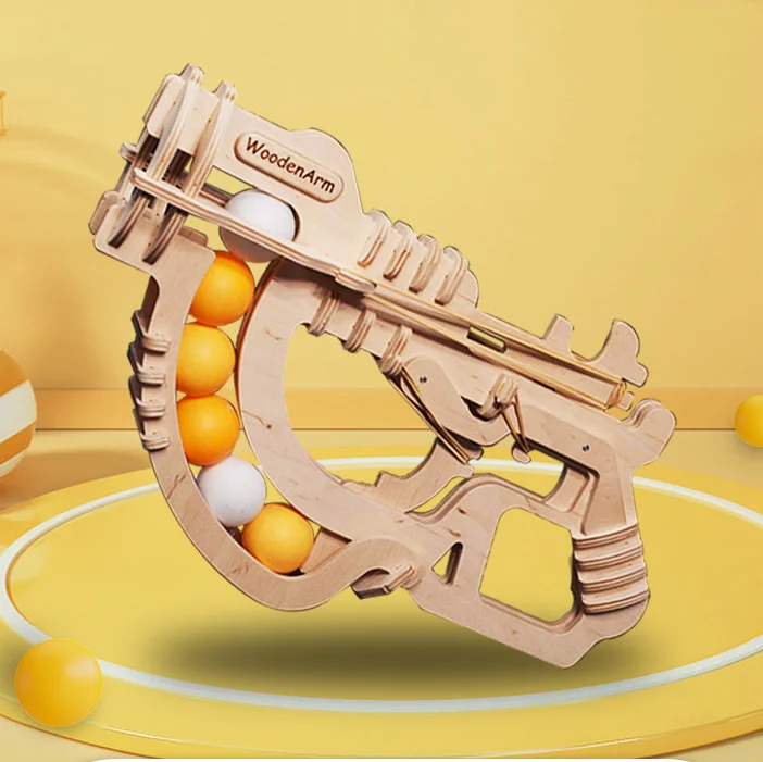 Customized New 3D Wooden Puzzle Customized Table Tennis Gun Shaped Toy DIY Handmade Creative Product - Image 6