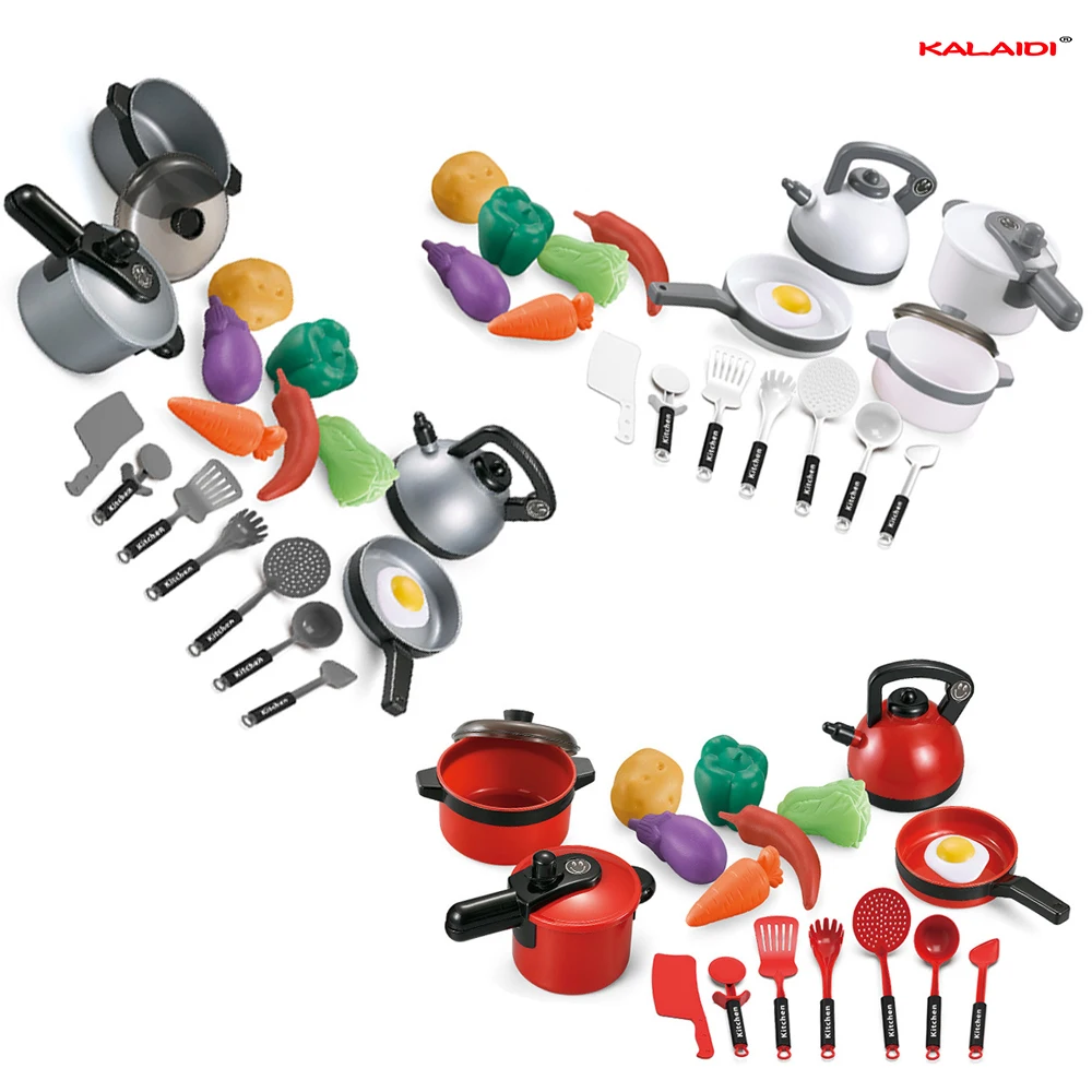 Popular Real Plastic Pretend Play Cooking Kit Set for Kids Happy Kitchen Table Toy Realistic Food Toys for Children - Image 6