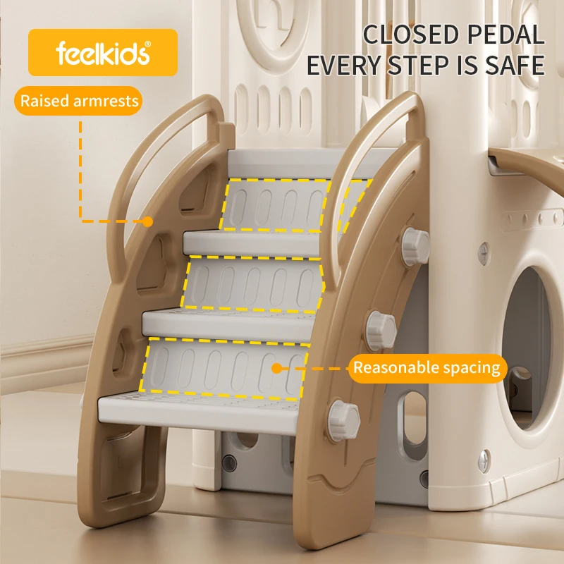 Baby Toys Children's Playground Indoor Big Climbing Frame Set Playhouse Plastic Home Double Slides for Kids - Image 4