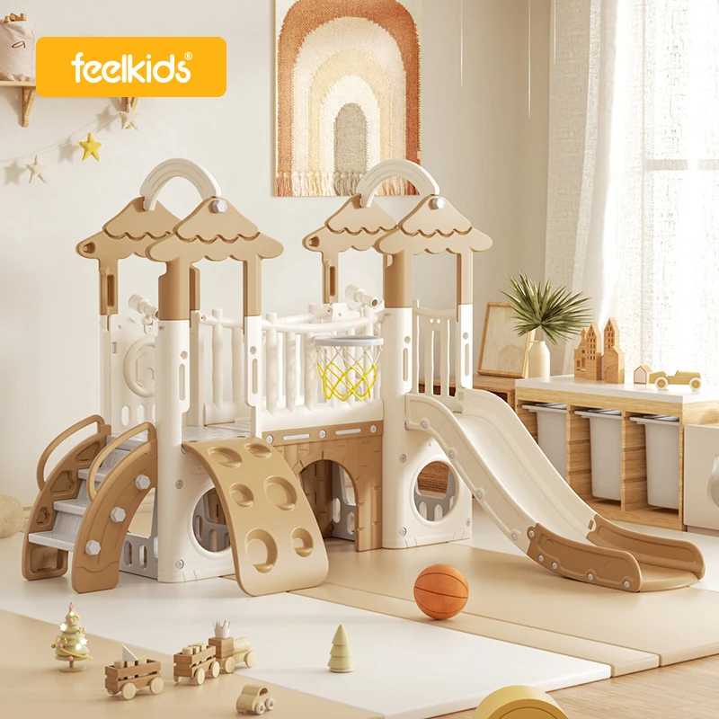 Baby Toys Children's Playground Indoor Big Climbing Frame Set Playhouse Plastic Home Double Slides for Kids - Image 2