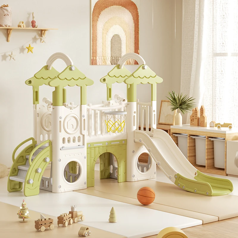 Baby Toys Children's Playground Indoor Big Climbing Frame Set Playhouse Plastic Home Double Slides for Kids - Image 8