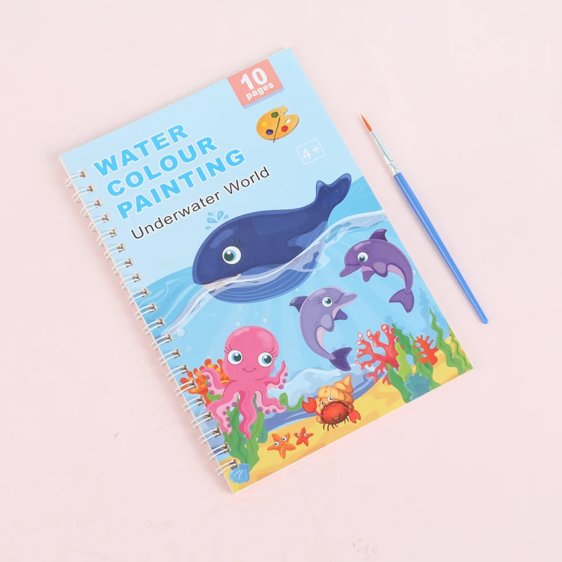 Watercolor Painting Books with Brush Set Kids Drawing Books Cheap Coloring Book for Children - Image 7
