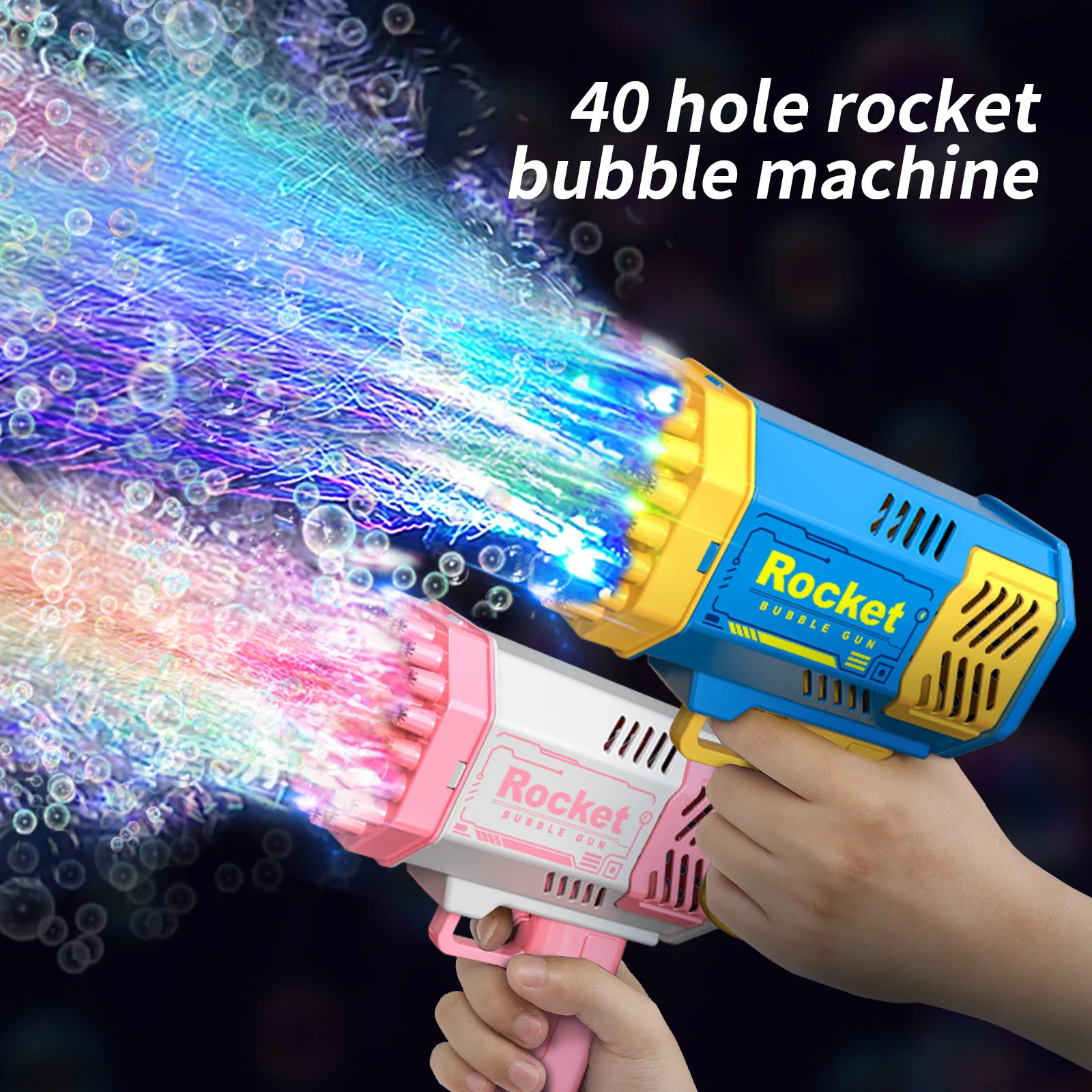 Unisex Summer Outdoor Electric 40 Holes Rocket Automatic Soap Bubble Gun Machine ABS Toy Educational for Kids Years Made Plastic - Image 3