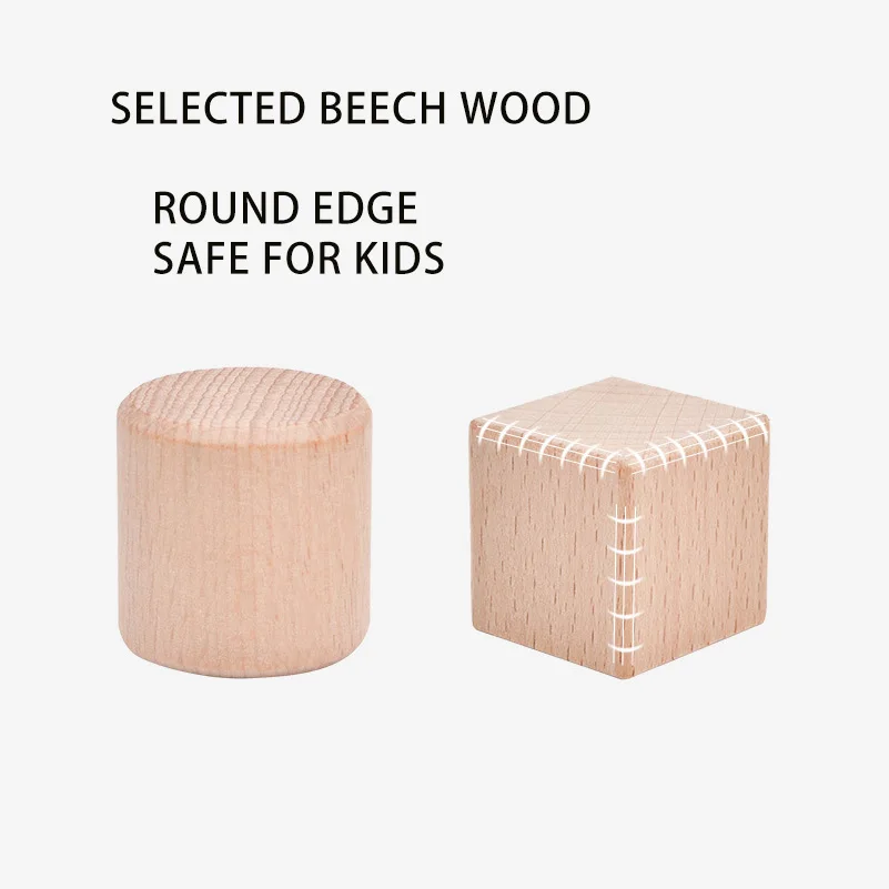 Unisex 100 Pieces Natural Wood Stacking Block Toy Montessori Early Education Unpainted Wood Building Block Pretend Role Play Toy - Image 5