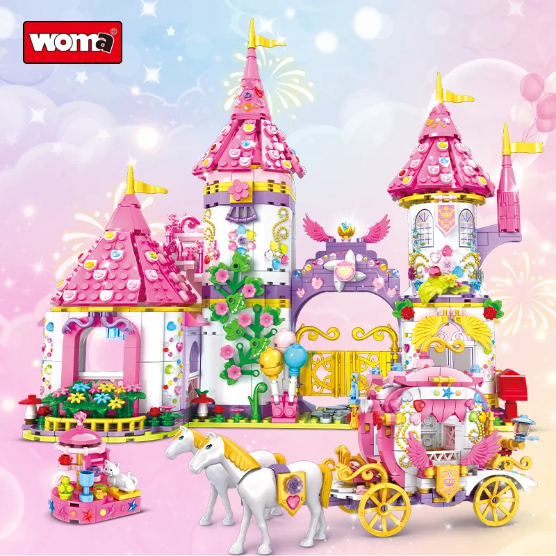 WOMA TOYS 11054 DIY Educational Building Block Set Princess Prince Fairyland Castle Model Toy Carriage Play House 11054 Pieces - Image 4