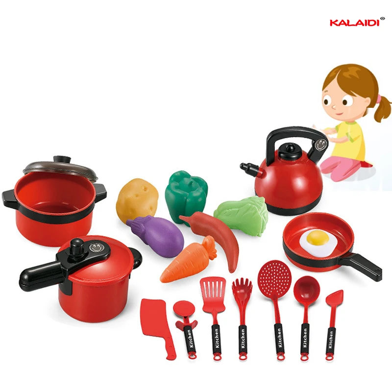 Popular Real Plastic Pretend Play Cooking Kit Set for Kids Happy Kitchen Table Toy Realistic Food Toys for Children - Image 4