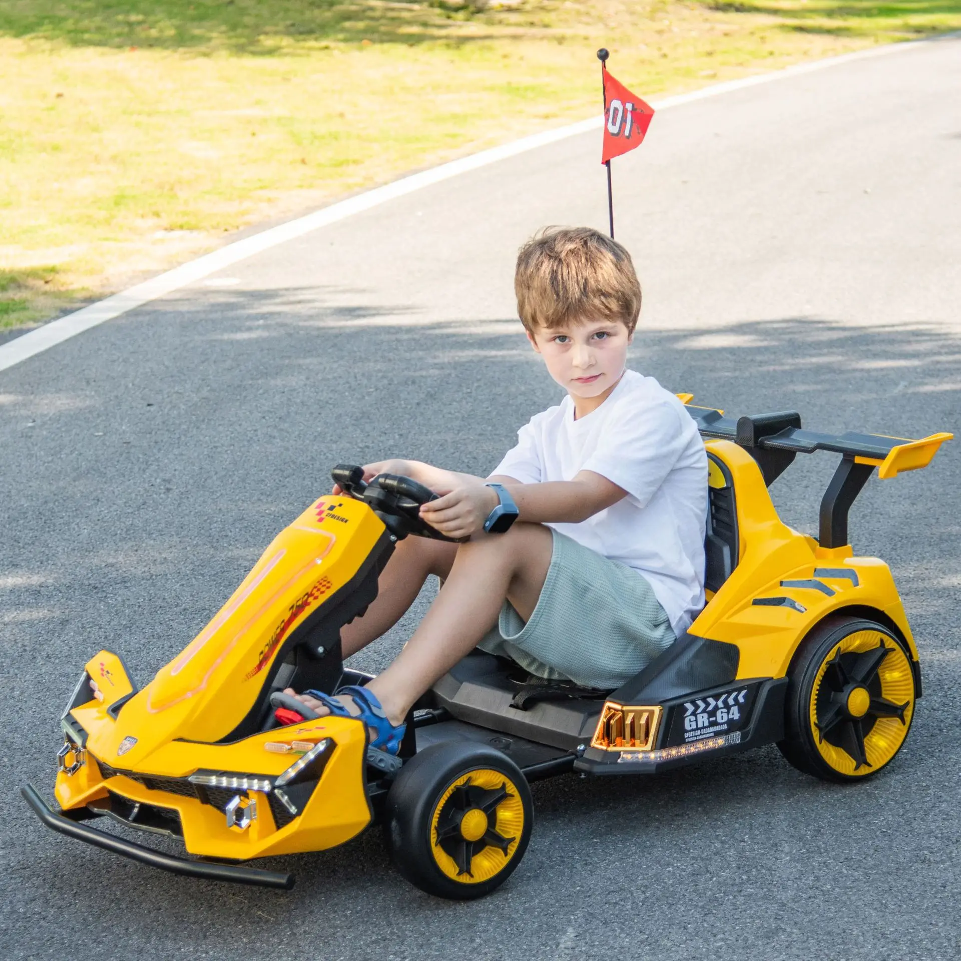 Boys & Girls Children's Electric Four-wheel Drift Ride on ABS Plastic Car Remote Control Rechargeable Toy for Ages 5-7 - Image 6