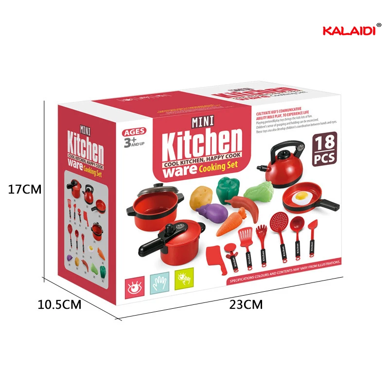 Popular Real Plastic Pretend Play Cooking Kit Set for Kids Happy Kitchen Table Toy Realistic Food Toys for Children - Image 3