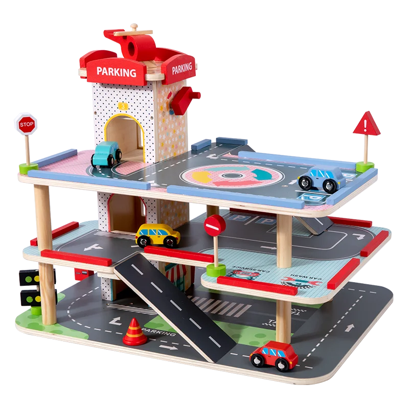 Factory Direct Sales Wooden Multilevel Parking Lot Toy Kids Early Educational Play Wooden Car Parking 2-7 Years - Image 6