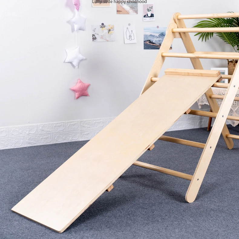 Children's Indoor Outdoor Playground Play Foldable Exercise Kids Triangle Slide Ramp Grid Wooden Climbing Frame - Image 3