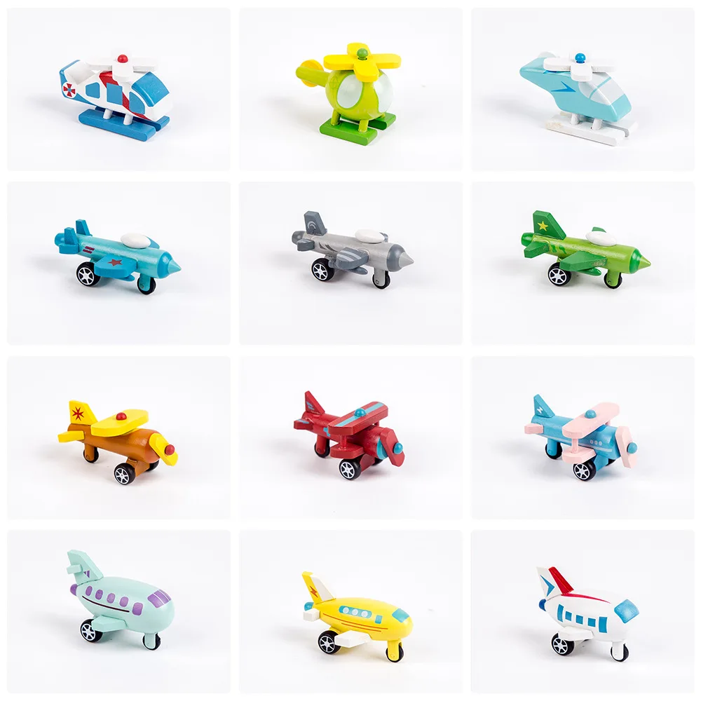 12pcs Mini Wooden Vehicle Model Educational Play Truck Set for Kids Toddlers Babies Push Car Toys - Image 7