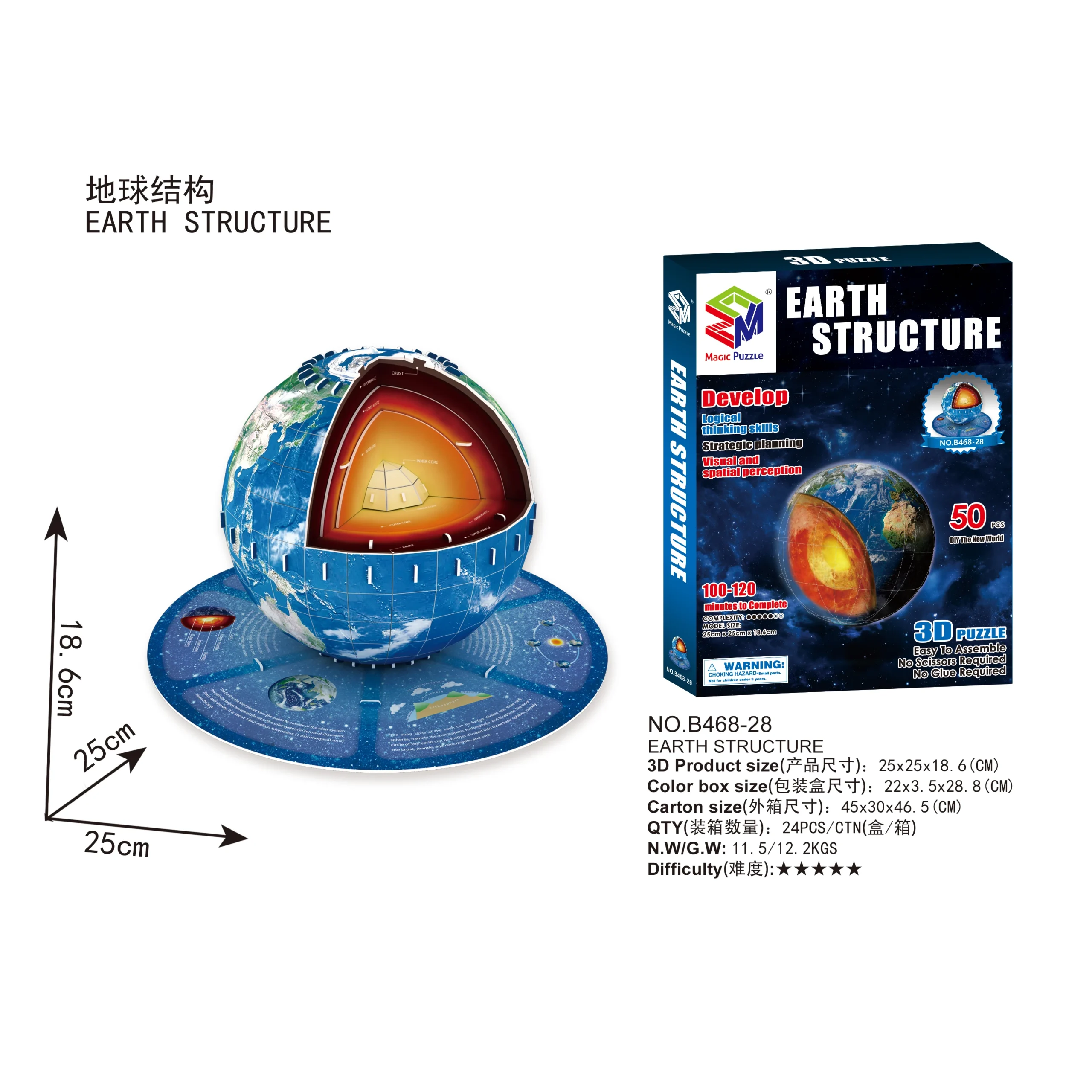 Toys 3D Puzzle for School Student Educational Toys 3D Jigsaw Puzzle Solar System/Globe/Eruption/Crustal/Structure Geographic Toy - Image 3