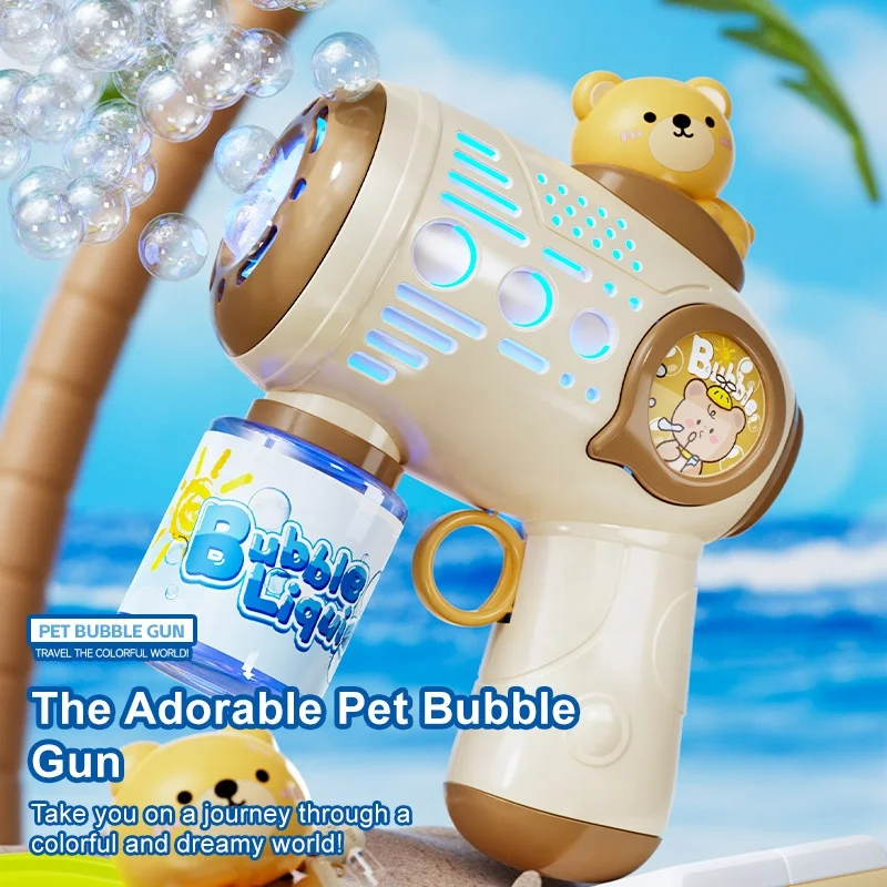 New Outdoor Light Bubble Machine Electric Automatic Hand-held Bubble Blowing Gun Gatling Toys for Boys and Girls - Image 3
