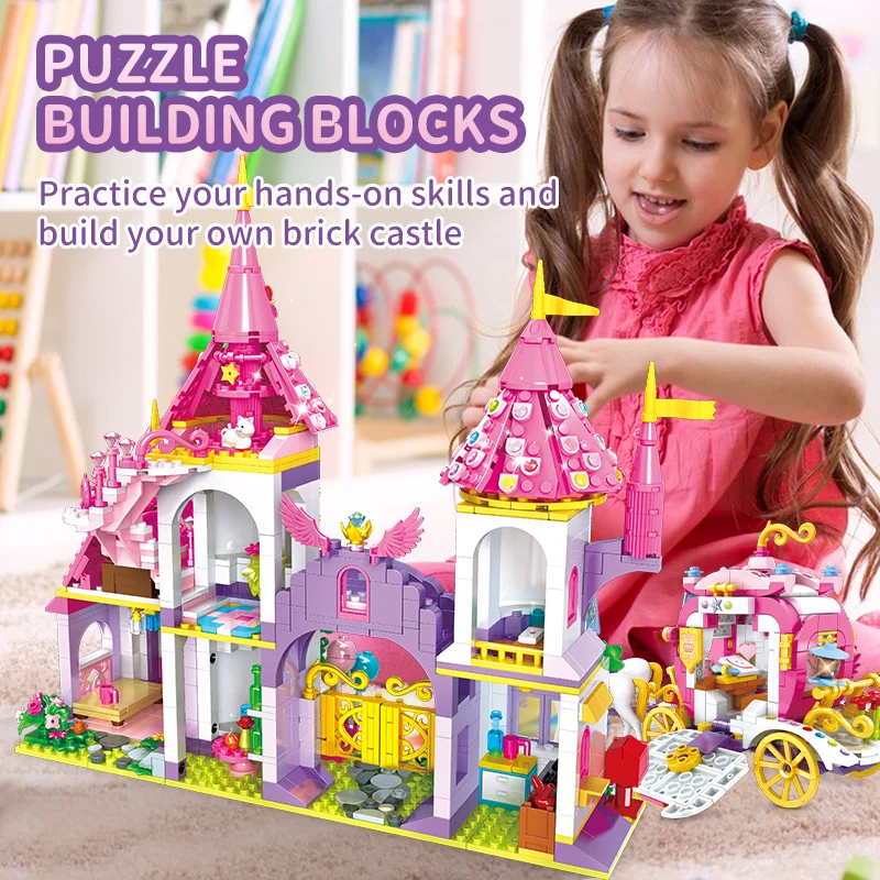 WOMA TOYS 11054 DIY Educational Building Block Set Princess Prince Fairyland Castle Model Toy Carriage Play House 11054 Pieces - Image 3