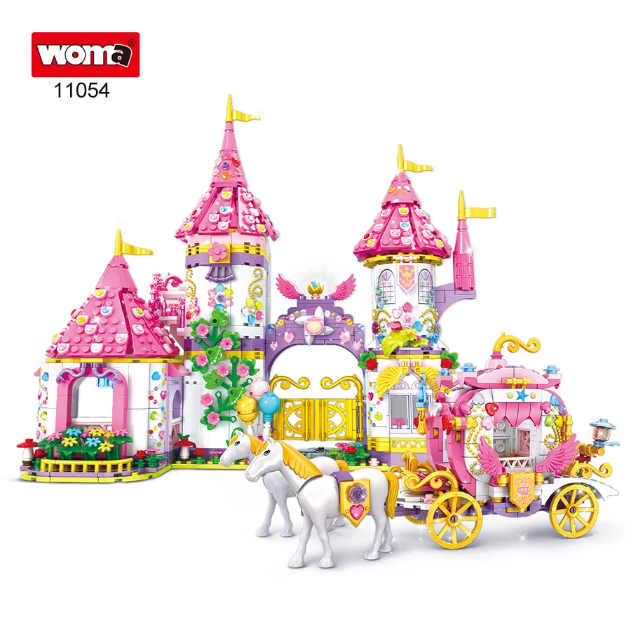 WOMA TOYS 11054 DIY Educational Building Block Set Princess Prince Fairyland Castle Model Toy Carriage Play House 11054 Pieces - Image 7