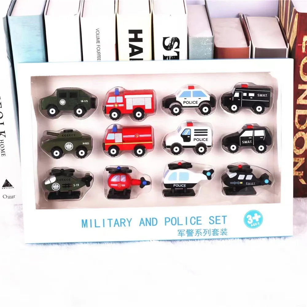 12pcs Mini Wooden Vehicle Model Educational Play Truck Set for Kids Toddlers Babies Push Car Toys - Image 10