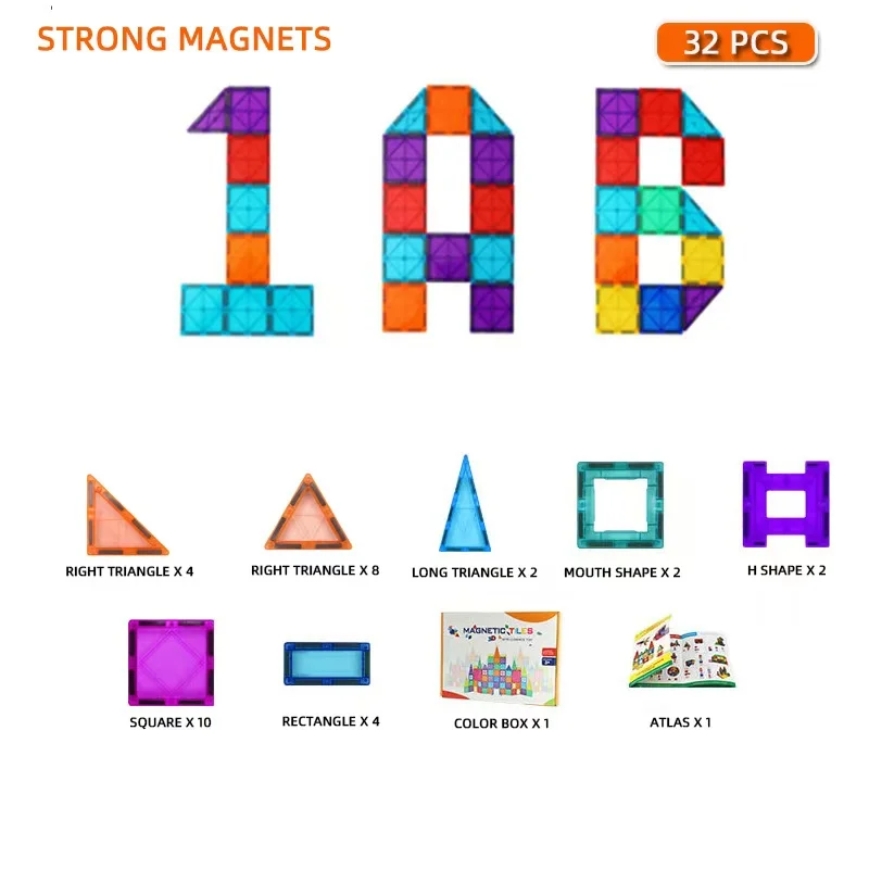 32PCS/64PCS/100pcs/120PCS 3D Magnetic Building Block Sets for Creative Open-Ended Play - Image 5