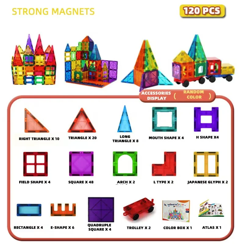 32PCS/64PCS/100pcs/120PCS 3D Magnetic Building Block Sets for Creative Open-Ended Play - Image 8