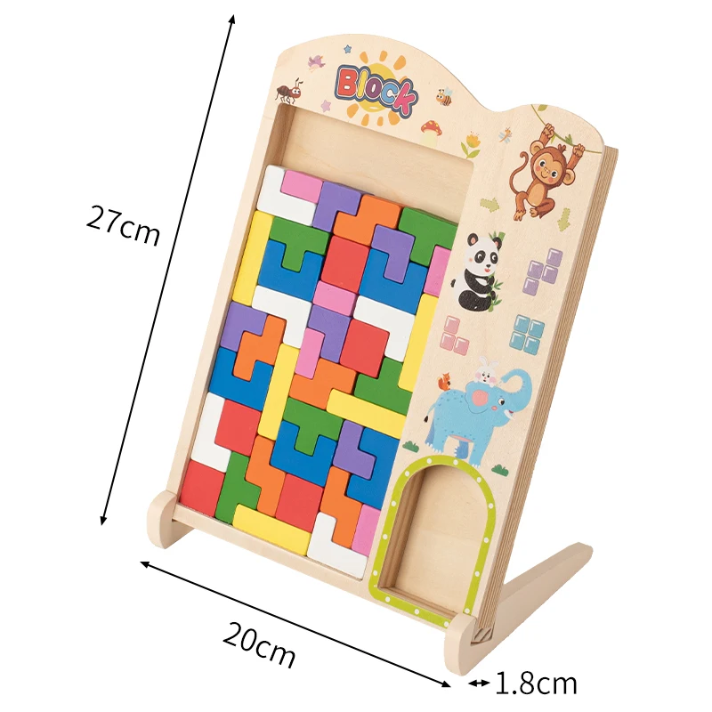 Russian Blocks Game Montessori Wooden Blocks Puzzle Brain Teasers Toy Tangram Jigsaw for Kids 3d Toys Hot Sale - Image 3