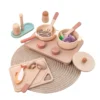 Children's Wooden Pretend Play Kitchen Set Educational Toys with Stove & Cooking Pots Pans for Role-playing Meal Preparation