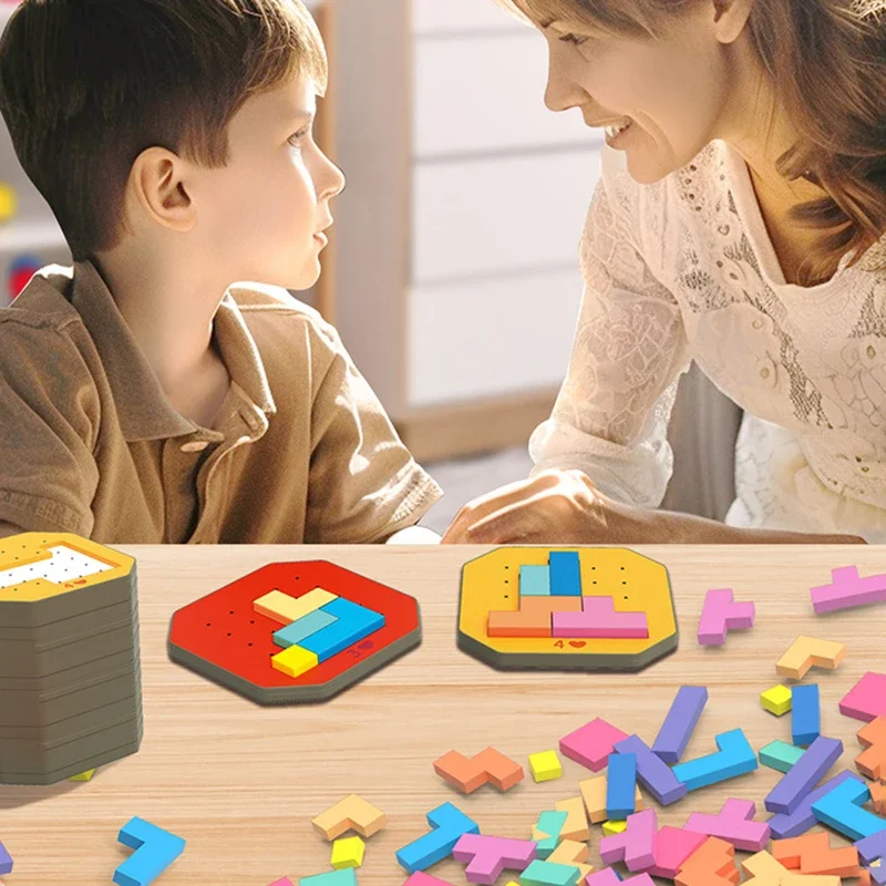 Kids Tangram Jigsaw Puzzle Toy Geometry Colorful Logical Thinking Game Montessori Education Math Toy For Kids Brain Training - Image 2