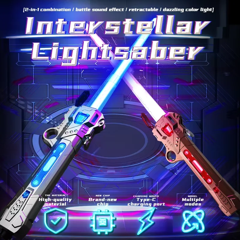 Unisex Children's Simulation Laser Sword Retractable Plastic LED Flashing Knife Planet Toys with Sound for Boys Gift - Image 2