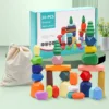 Montessori Toys 28Pcs 38Pcs Set Wooden Blocks Building Blocks Balancing Stones Game Wood Stacking Stones for Babies Children