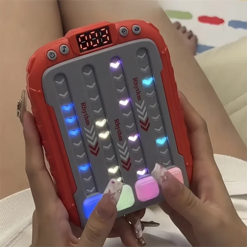 Puzzle Game Machine Electronic Music Rhythm Montessori Pockets Travel Toy Light Up Educationa Sensory Fast Push Table Game - Image 2