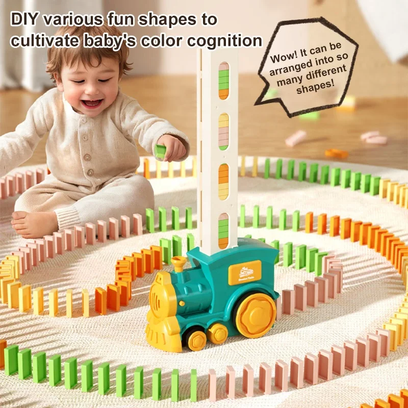 Domino Tokens Mexicain Kids Toys Electric Little Train Domino Building Block Toy Kids STEM Building Montessori Toys - Image 3